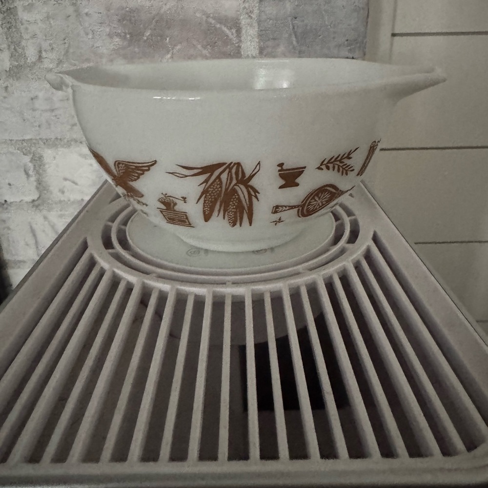 Pyrex White and Brown Mixing Bowl